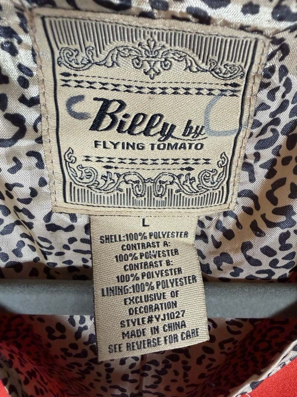 Billy by Flying Tomato Jacket Size L Red Southwest Aztec Embroidery